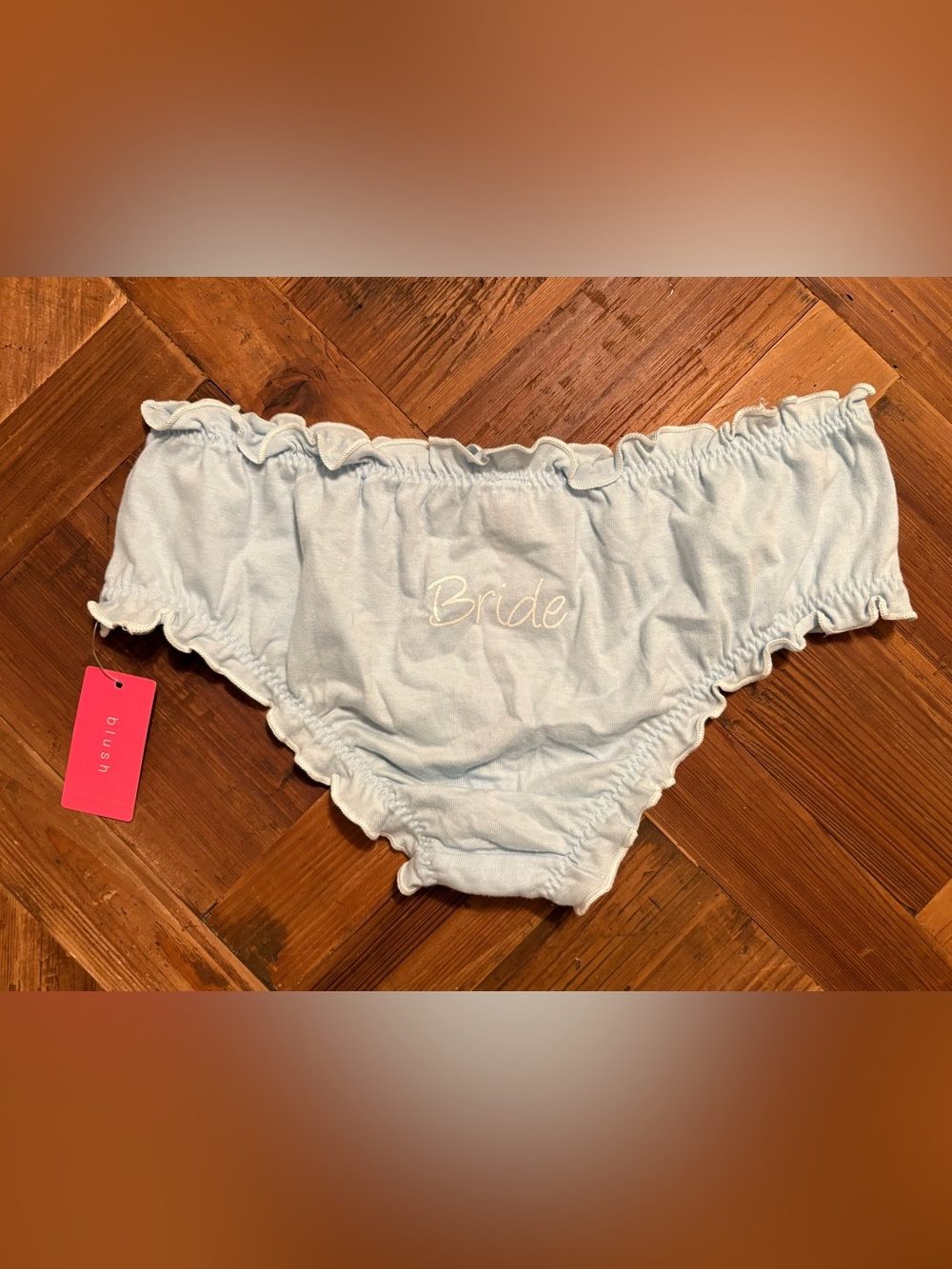 Bridal 'Bride' Ruffle Bikini Briefs - Light Blue NWT